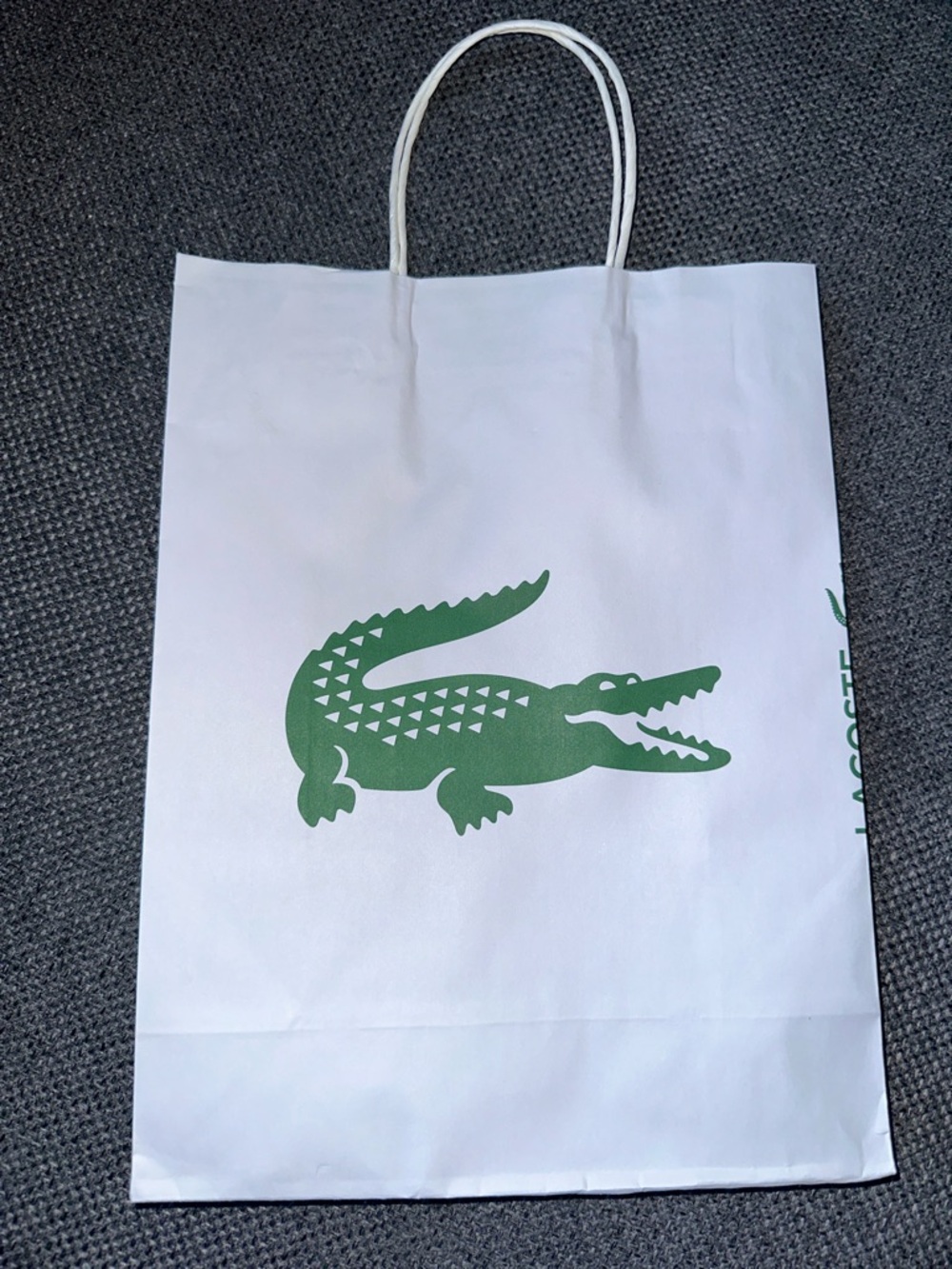 Lacoste White gift bag with Green Crocodile Logo